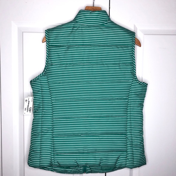 New Green and White Striped Puffer Vest - Picture 2 of 9